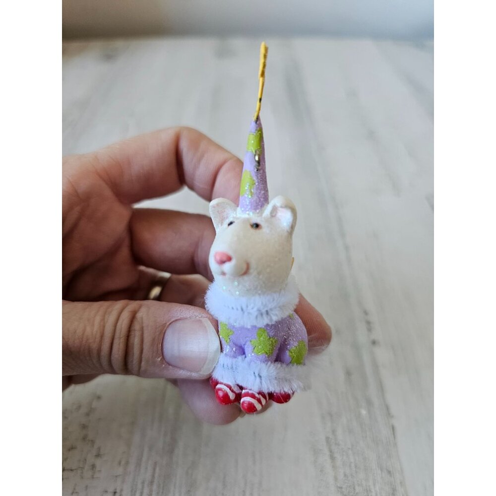 Krinkles Brewster dog Angel Cherub feather ornament Xmas tree